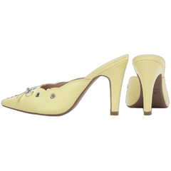 Scarpin Mule Amarelo 9cm Laco Prata - comprar online