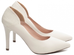 Scarpin Innovation Salto 10cm Fino Super Elegante Off White - Calçadospravc | Comprar Calçados Femininos Online | Comprar Scarpins