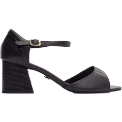 Sandalia Napa Preto e Napa Croco Preto Salto Bloco Grosso Baixo 7cm Colecao Finest 2025 A - Calçadospravc | Comprar Calçados Femininos Online | Comprar Scarpins