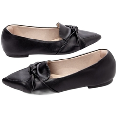 Sapatilha Mocassim Feminino Bico Fino Elegancia e Conforto em Napa Preto