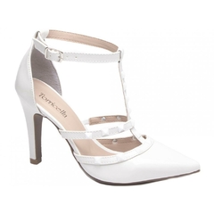 Scarpin Luxo e Glamour Salto 9cm Fino em Cone Verniz Branco