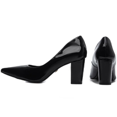 Scarpin Verniz Preto Salto Grosso 8.5cm Elegancia e Conforto - comprar online