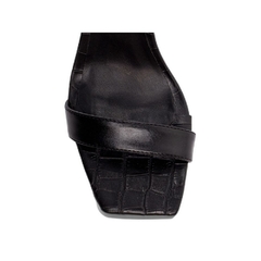 Sandalia Preta Confortavel Salto Robusto 9cm Antiderrapante - comprar online