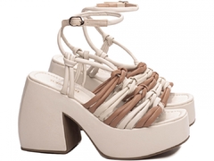 Anabela Feminina: Napa Off White/Bege, Plataforma 11cm - Verão - Calçadospravc | Comprar Calçados Femininos Online | Comprar Scarpins