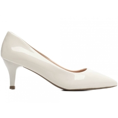 Scarpin Tradicional Luxo Salto 6cm Fino Off White - loja online