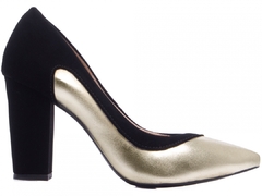 Scarpin Clássico Salto 8,5cm Robusto Metalizado Nobuck Preto - Calçadospravc | Comprar Calçados Femininos Online | Comprar Scarpins