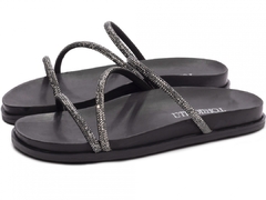 Sandália Papete Birken: Manta Strass Preto | Apliques Grafite | Vc + Linda ainda em Preto | Solado Preto - comprar online