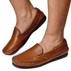 Mocassim Masculino Couro Conhaque - comprar online