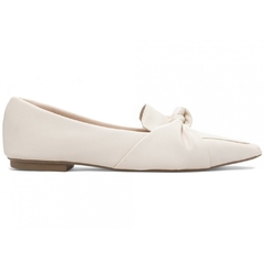 Sapatilha Mocassim Feminino Bico Fino Elegancia Atemporal em Napa Off White