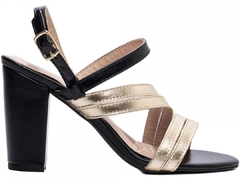 Sandália Salto 8,5cm | Elegancia Noturna em Preto & Dourado - loja online