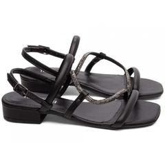 Sandalia Feminina Preta Tira Transversal Salto Baixo 2.5cm Torricella - Calçadospravc | Comprar Calçados Femininos Online | Comprar Scarpins