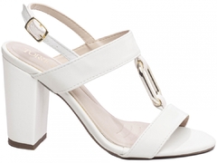 Sandália Salto 8,5cm | Glamour Luxo e Conforto | Off White