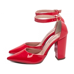 Scarpin Aberto com Fivela Salto 9cm| Luxo e Glamour em Vermelho na internet