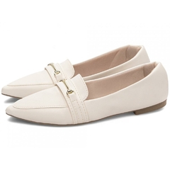 Sapatilha Mocassim Feminino Bico Fino Sofisticacao Atemporal em Napa Off White na internet