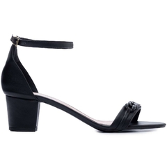 Sandalia Salto Bloco Grosso Baixo 5.5cm Elegancia e Glamour em Preto - loja online