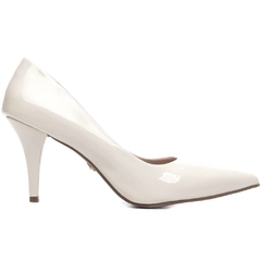 Scarpin Verniz Off White Salto Fino 8.5cm Elegante - loja online