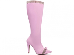 Bota Bico Fino Feminina Cano Alto Salto 10cm Napa Rosa - Calçadospravc | Comprar Calçados Femininos Online | Comprar Scarpins
