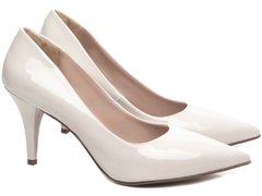 Scarpin Verniz Arrasadora Salto 8,5cm Fino Elegante Off White - Calçadospravc | Comprar Calçados Femininos Online | Comprar Scarpins
