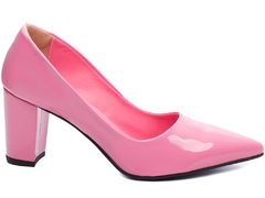 Sapato Scarpin Salto Bloco Grosso 8cm - Coleção 8000-02P - Rosa