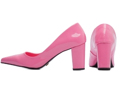 Sapato Scarpin Salto Bloco Grosso 8cm - Coleção 8000-02P - Rosa - comprar online