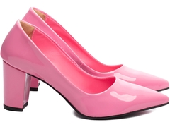 Sapato Scarpin Salto Bloco Grosso 8cm - Coleção 8000-02P - Rosa - Calçadospravc | Comprar Calçados Femininos Online | Comprar Scarpins