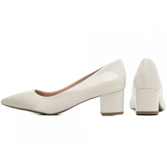 Scarpin Tradicional Luxo Salto 5cm Grosso Verniz Branco - comprar online