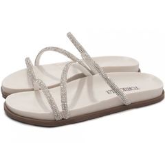 Sandalia Papete Luxo e Glamour em Strass Off White - comprar online