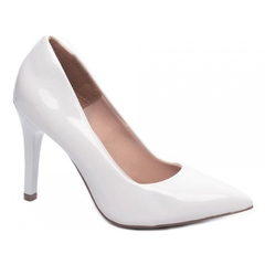 Scarpin Classico Luxo e Glamour Salto 10cm Fino em Cone Branco