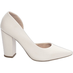 Scarpin Aberto do Lado Salto 8.5cm Glamour Inovador em Off White