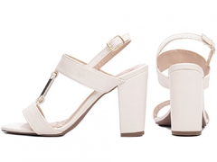 Sandália Salto 8,5cm | Glamour Luxo e Conforto | Off White - comprar online