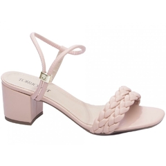 Elegancia e Conforto Sandalia Feminina Salto 5.5cm Robusto em Rosa