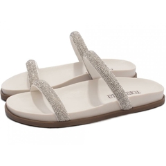 Sandalia Papete Luxo e Estilo em Strass Off White - comprar online