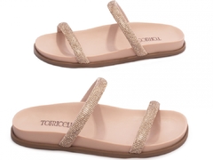 Sandália Papete Birken: Strass Rose | Detalhes Rose | Vc + Linda ainda em Rose | Solado Bege - loja online