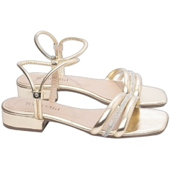 Sandalia Feminina Elegante Ouro Light Salto Baixo 2.5cm Torricella - Calçadospravc | Comprar Calçados Femininos Online | Comprar Scarpins