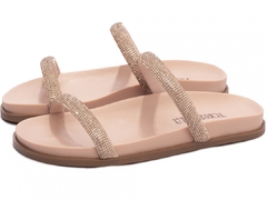 Sandália Papete Birken: Strass Rose | Detalhes Rose | Vc + Linda ainda em Rose | Solado Bege - comprar online