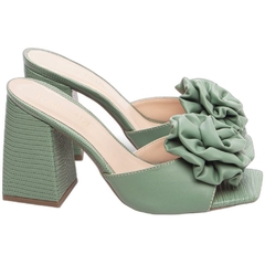 Sandalia Tamanco Feminino Verde 9cm Flor de Napa - Calçadospravc | Comprar Calçados Femininos Online | Comprar Scarpins