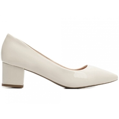 Scarpin Tradicional Luxo Salto 5cm Grosso Verniz Branco - loja online