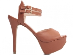 Sandália Meia Pata Feminina: Napa Caramelo | Fivela Dourada | Salto 13cm | Elegância Total - comprar online