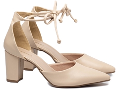 Sapato Scarpin Salto 8cm Robusto e Elegante em Amendoa - Calçadospravc | Comprar Calçados Femininos Online | Comprar Scarpins