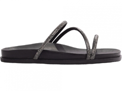 Sandália Papete Birken: Manta Strass Preto | Apliques Grafite | Vc + Linda ainda em Preto | Solado Preto - Calçadospravc | Comprar Calçados Femininos Online | Comprar Scarpins