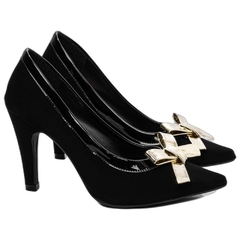 Scarpin Bico Fino Salto 9cm Estilo e Elegancia em Nobuck Preto - Calçadospravc | Comprar Calçados Femininos Online | Comprar Scarpins