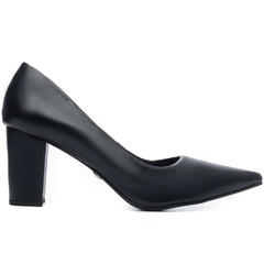 Scarpin Salto Bloco Preto Salto 8.5cm Napa Preto - loja online