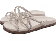 Sandália Papete Birken: Strass Off White | Detalhes em Off White | Vc + Linda ainda em Off White | Solado Bege - comprar online