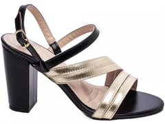 Sandália Salto 8,5cm | Elegancia Noturna em Preto & Dourado