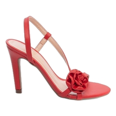 Sandalia Feminina Napa Vermelho Salto Fino 9.5cm Antiderrapante