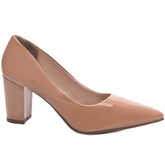 Scarpin Salto Bloco Blush Salto 8.5cm Verniz Blush