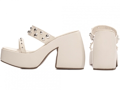 Tamanco Anabela Feminino: Charme em Napa Off White | 11cm de Altura - loja online