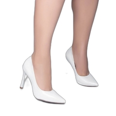 Scarpin Classico Luxo e Glamour Salto 10cm Fino em Cone Branco - comprar online