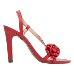 Sandalia Feminina Napa Vermelho Salto Fino 9.5cm Antiderrapante - loja online