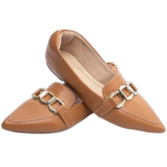 Sapatilha Mocassim Feminino Bico Fino Charme Atemporal em Napa Caramelo - comprar online